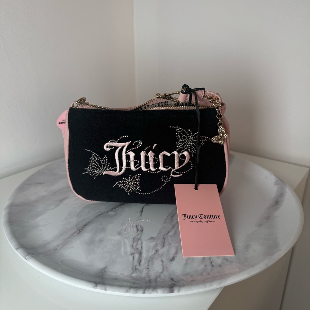 Juicy Couture Black and Pink Butterfly HangBag